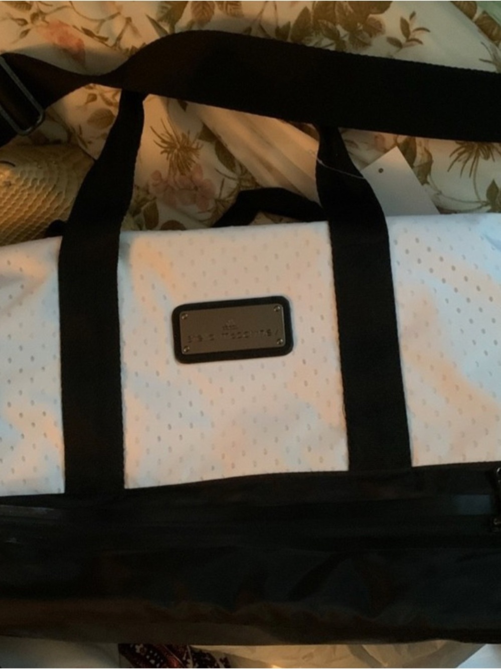 Adidas Stella McCartney Weekend Gym Bag White & Black Nylon Shoulder Strap
